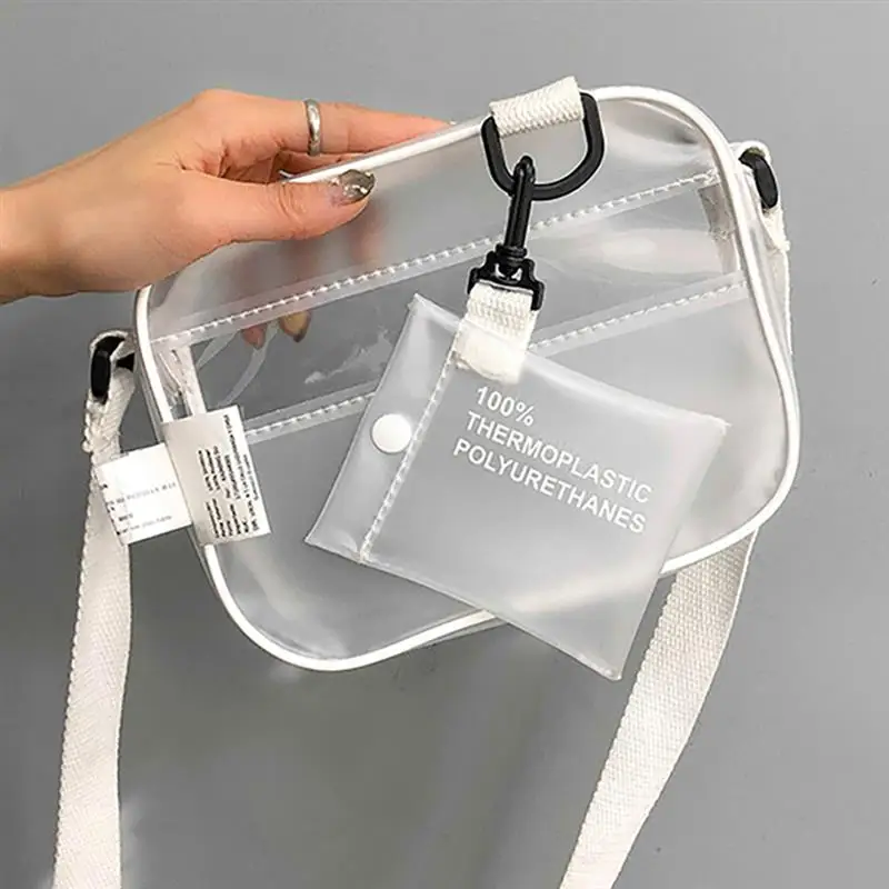 Causual PVC شفافة واضحة امرأة Crossbody أكياس حقيبة كتف حقيبة يد أكياس الهاتف مع حامل بطاقة صغيرة هلام واسعة الأشرطة رفرف