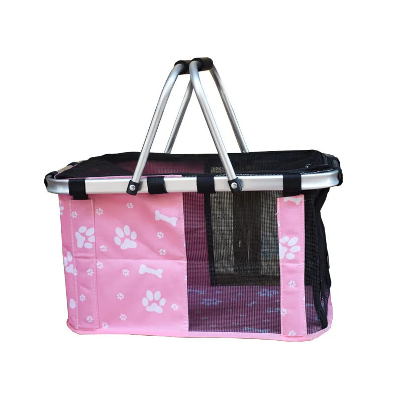 

Oxford Cloth Pet Portable Folding Shopping Travel Dog Handbag Hand Bag Breathable Sport Print Bicycle Carriers Baskets