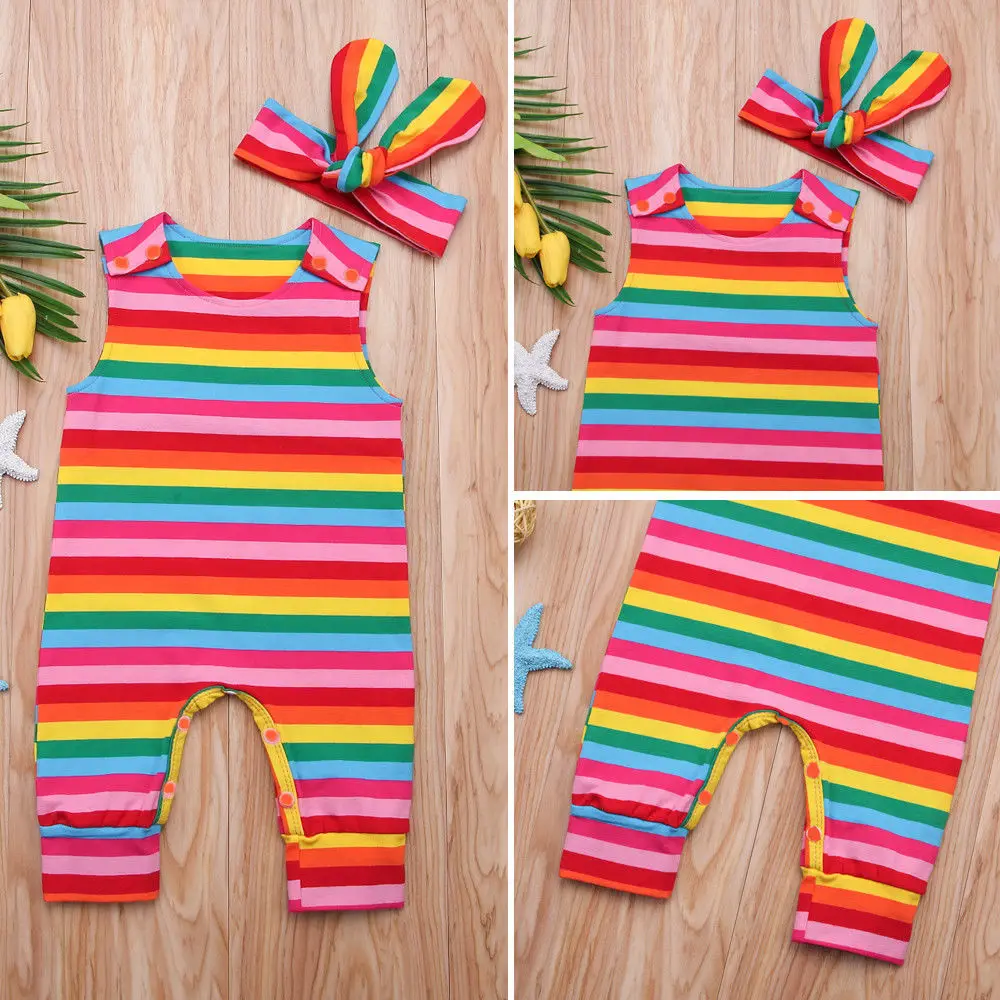 Pudcoco/комбинезоны для девочек детский комбинезон с повязкой-бантом для новорожденных девочек, комплект одежды из 2 предметов