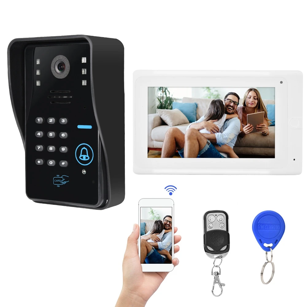 

7 inch LCD Wired Video Intercom Doorbell App Control Smart WiFi Door Bell 100-240V 2019