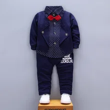 Spring Autumn Children's Clothing Set Cotton Models Kids Clothes Male 3 Piece Baby Boy Suit Jackets Outerwear+trousers+Bow tie
