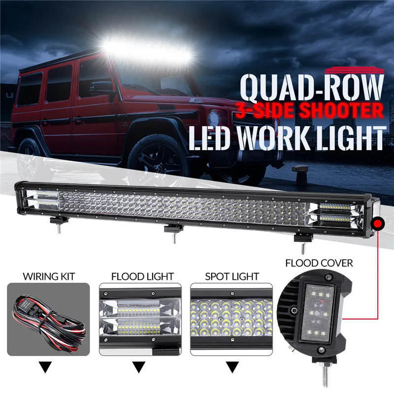 

672W Four rows three sides 32 inches Straight LED Light Bar 4x4 Offroad Led Bar Combo Beam Led Work Light Bar DC10-30V Ip68