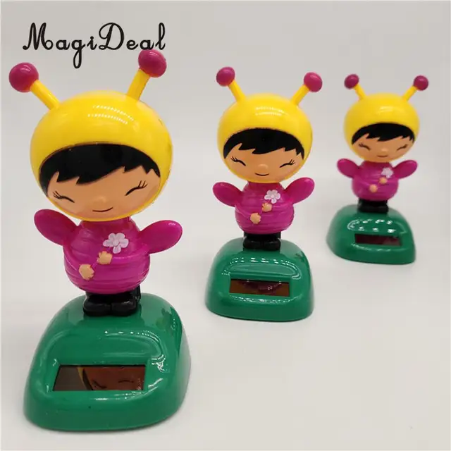 Dancing Bee Girl Figure Model - Solar Power Model Doll Figurine Statue Kid Educational Science Toy Gift Home Decor 3