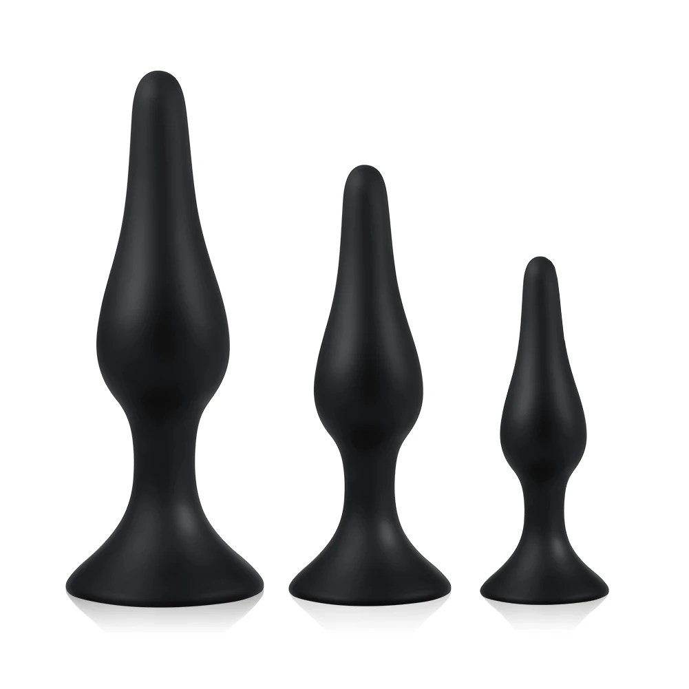 Utimi 3Pcs Anal Plug Set Medical Grade Butt Silicon Sey Toys Play Powerful Suction Cup for Adult Black |