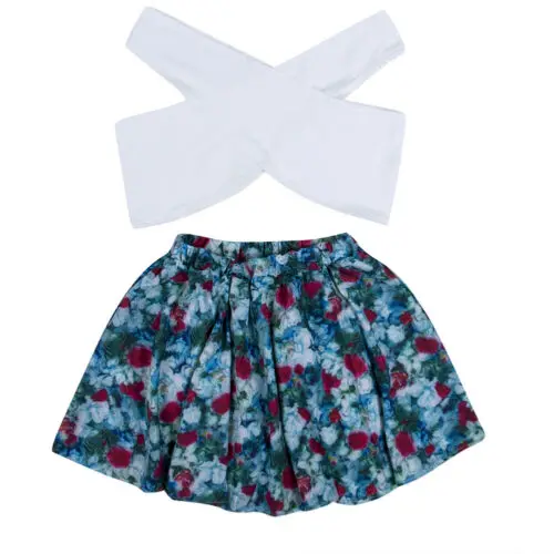 

Summer Women Sexy Sweet Print Off Shoulder Loose Mini Skirt Ladies Summer Shirt Floral Skirt Holiday Beach White Crop Tops