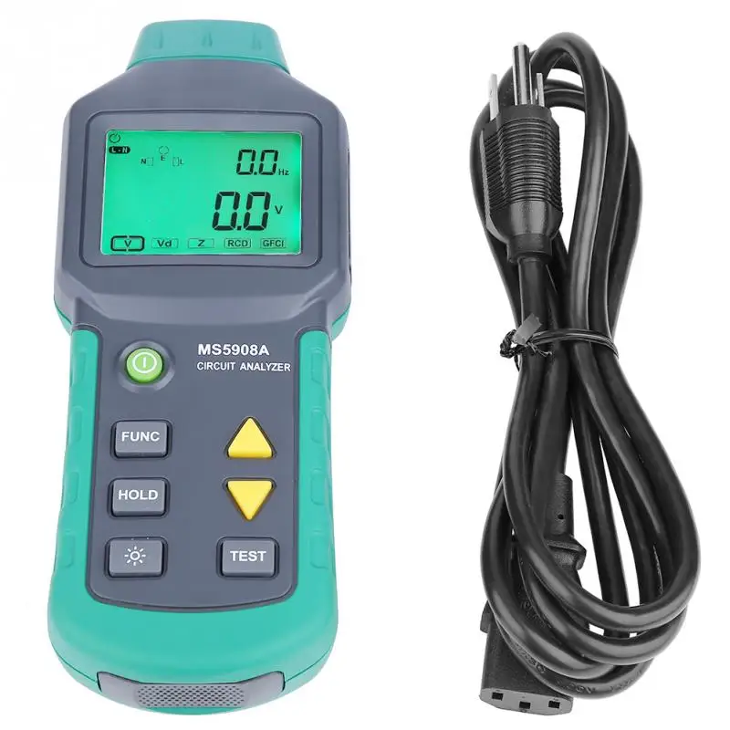 

Digital LCD Circuit Analyzer AC100-240V MASTECH MS5908A/MS5908C LCD Circuit Analyzer With Voltage GFCI RCD Tester