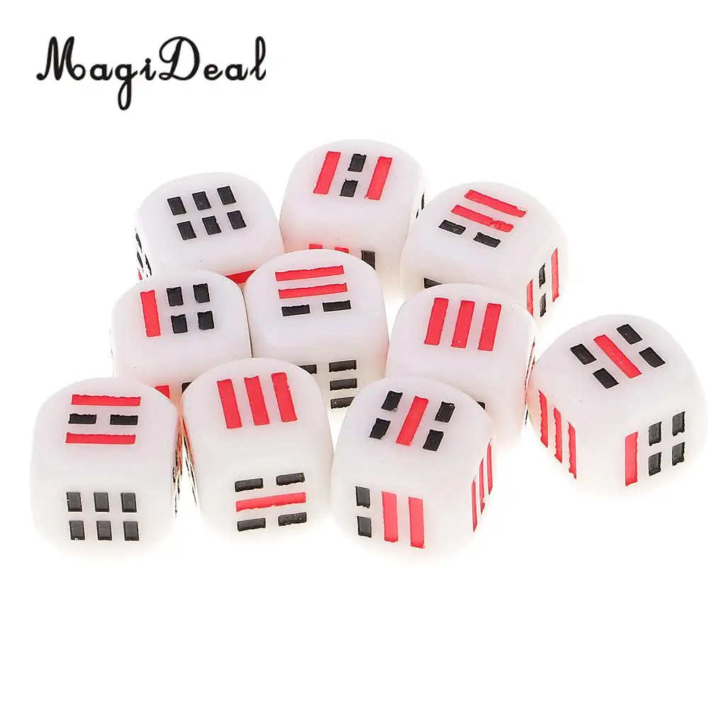 MagiDeal 10 шт. пластиковые 6 сторонние D6 фотообои для гадания триграммы игрушки