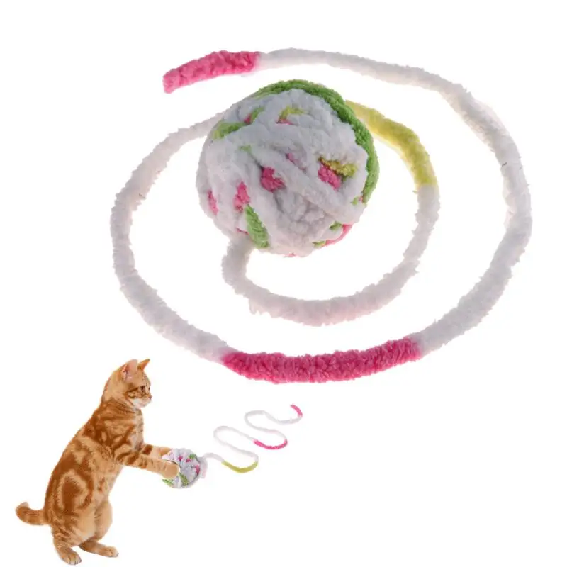 

Funny Pet Cat Ball Toys Cat Puppy Bite Rope Ball Colorful Squeak Pet Wool Exrecise Toy Dog Kitten Chew Playing Toys Supplies