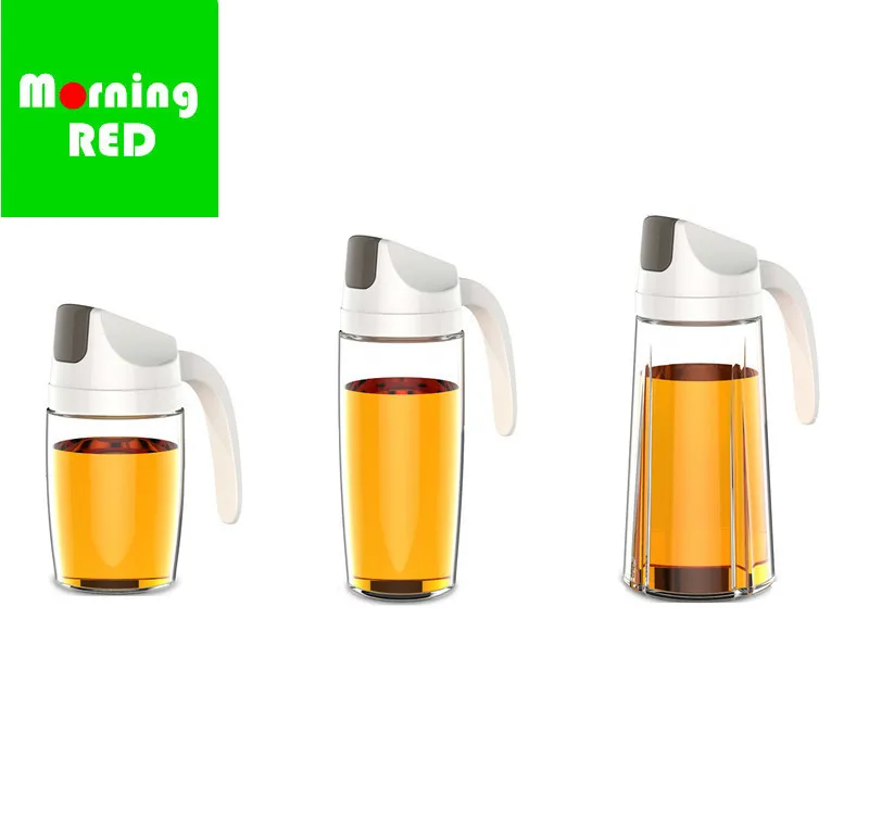 

New Automatic Opening & Closing Oil Bottle Kitchen Container Transparent Dustproof Leak Proof Glass Oil Pot Seasoning Bottle