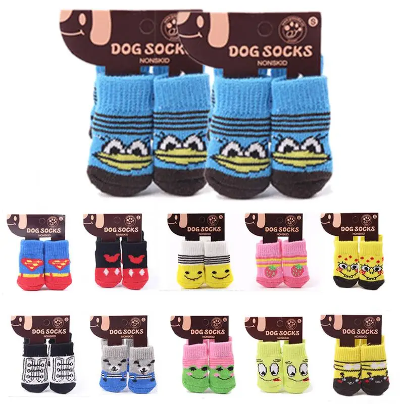 Goede 2 paar S L cute Puppy Pet Knits Sokken Anti Slip Skid Bottom Warm Mooie Zachte Katoenen Hond Sokken Acryl Cartoon goederen Voor Huisdieren L3