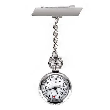 

Fashion Medical Doctor Nurse Quartz Pocket Watches Silver Metal Chain Clip On Pendant Chain Man Women Clock Brooch Fob Watch