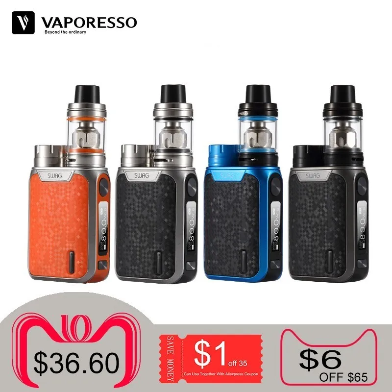 Original Vaporesso Swag Kit Electronci Cigarette Vape E-cigarettes 80W TC Mod with NRG SE Tank Use GT Coil Without 18650 Battery Original Vaporesso Swag Kit Electronci Cigarette Vape E-cigarettes 80W TC Mod with NRG SE Tank Use GT Coil Without 18650 Battery