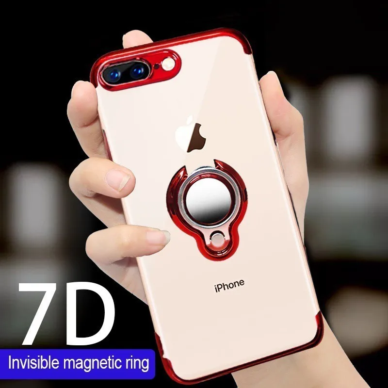 Для iPhone 7 8 Plus чехол гальванический палец кольцо полный держатель дрели для X Xs Max Xr