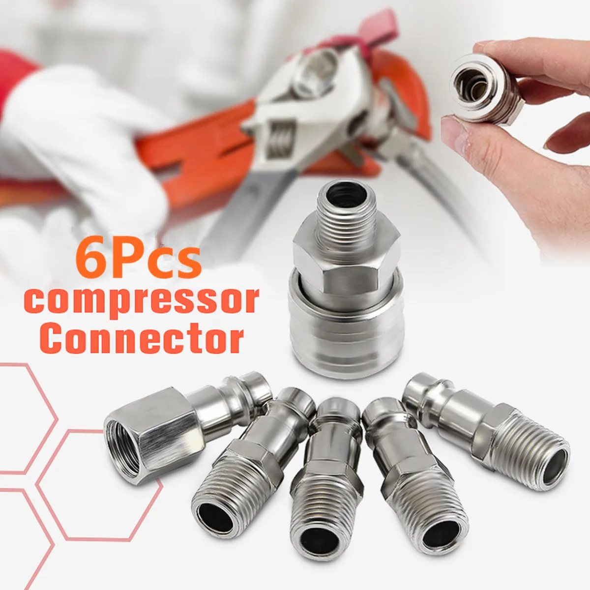 

6pcs 1/4inch Male/Female BSP Adapter Compressed Air Quick Coupling Hose