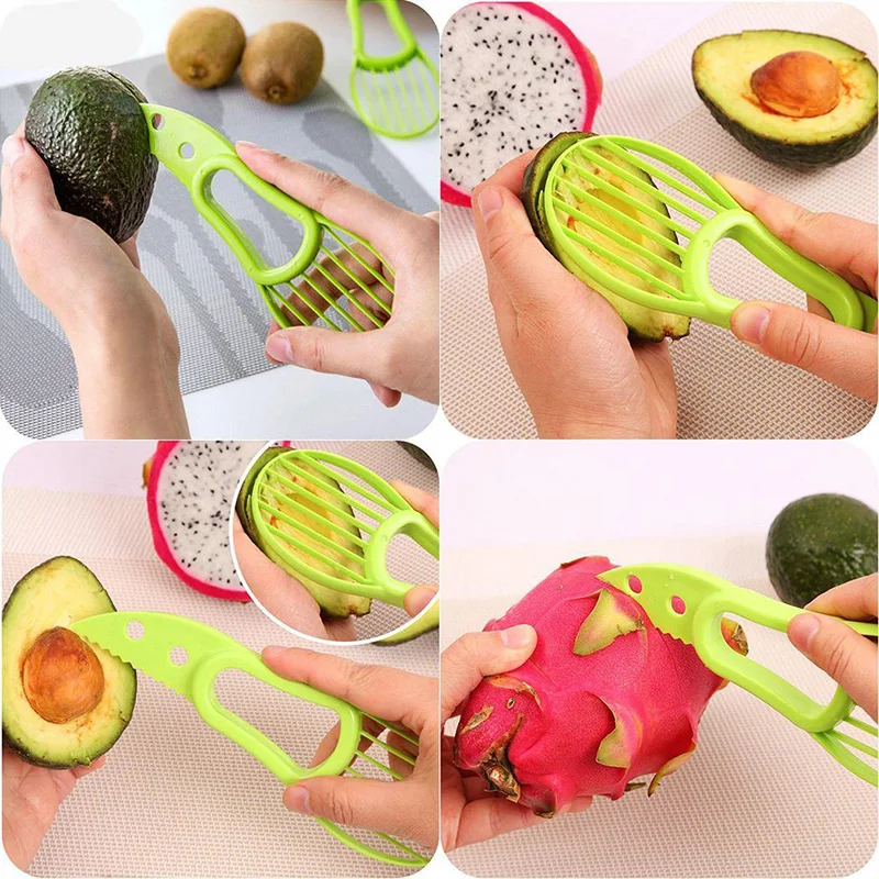 

Creative 3 in 1 Avocado Slicer Fruit Shea Corer Butter Peeler Fruit Cutter Pulp Separator Plastic Knife Kitchen Vegetable Tools