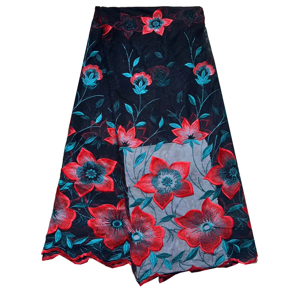 

high quality black lace fabric embroidered black african lace for wedding 2019 nigerian lace fabrics polyester mesh fabric