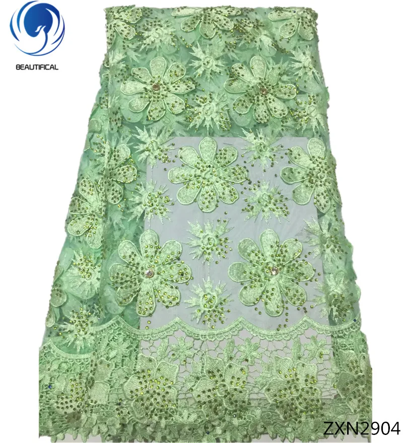 

Beautifical aftican lace fabrics 2018 royal blue lace fabrics with stones tulle lace fabric for women dresses 5yards/lot ZXN29