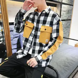 Camisa 2019 новый шаблон Мода корейский китайский стиль решетки гавайская рубашка мужской уличная Best цвет красный, черный Бесплатная доставка
