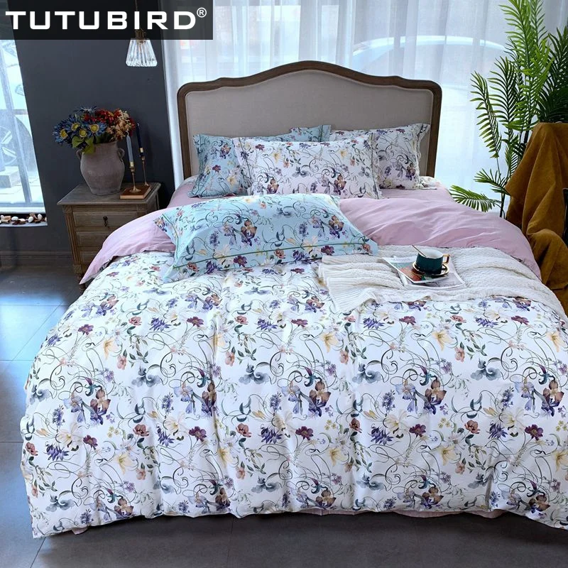 

European pastoral duvet cover queen king size home texitle 100% Luxury Egyptian cotton bed linen sheet bedding set pillowcases