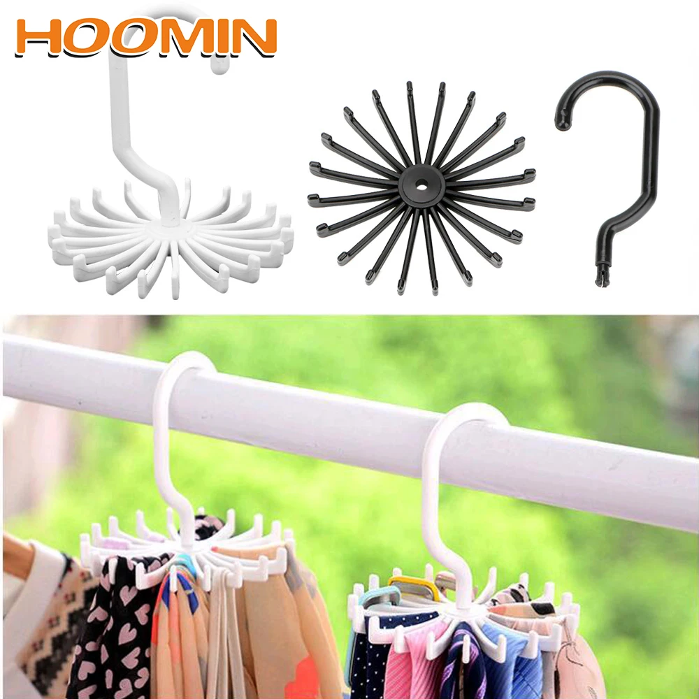 

HOOMIN Wardrobe Organizer Rack Scarf Hanger 20 Hooks Rotating Tie Belt Hanger Home Storage Drying Rack Clothes Holder