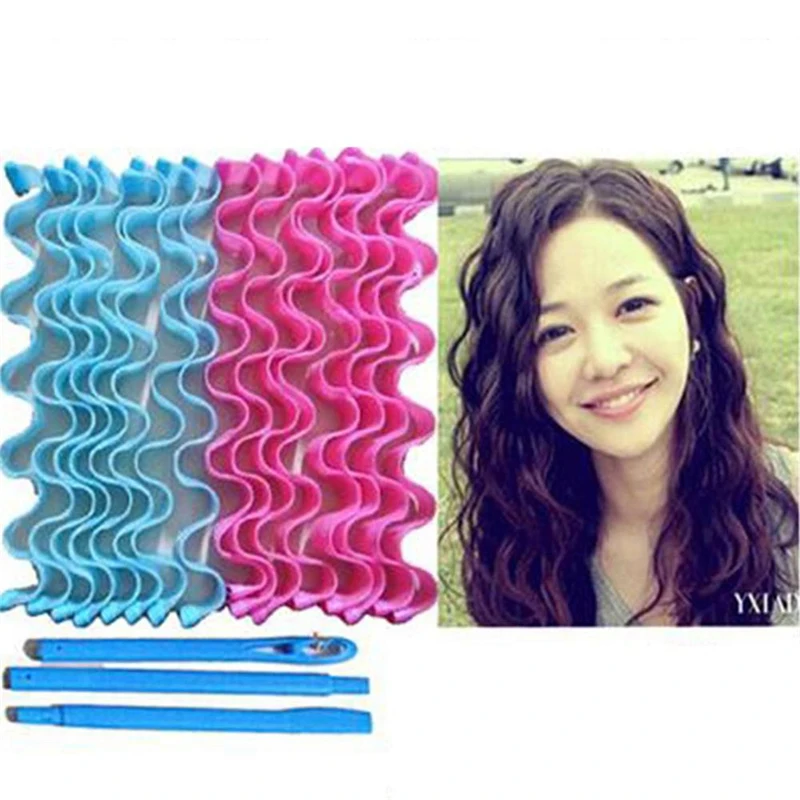 

12pcs Water Wave Magic Curlers Former Leverage Spiral Hairdressing Tool Wave Curl DIY Barbershop Tools Hair Curler 45cm Random