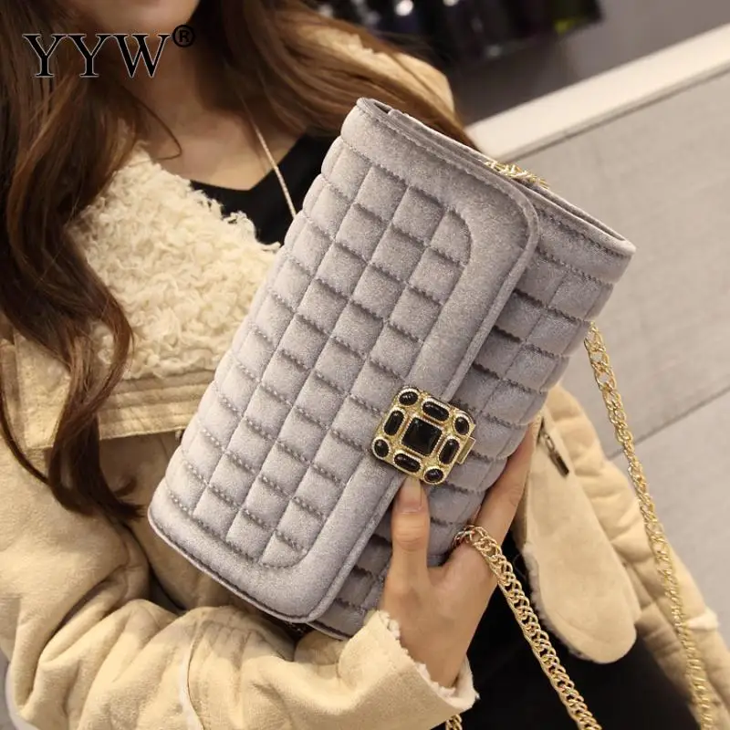 

Plush Chain Shoulder Bag 2019 New Women'S Plaid Evening Clutch Purse Large Party Wedding Party Clutches Crossbody Bags Female