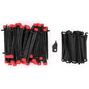 

JEYL 50PCS Drip Irrigation Emitters Adjustable Micro-Bubbler + 50PCS Stake Support 1/4 inch Hose Greenhouse Patio Garden Flowe