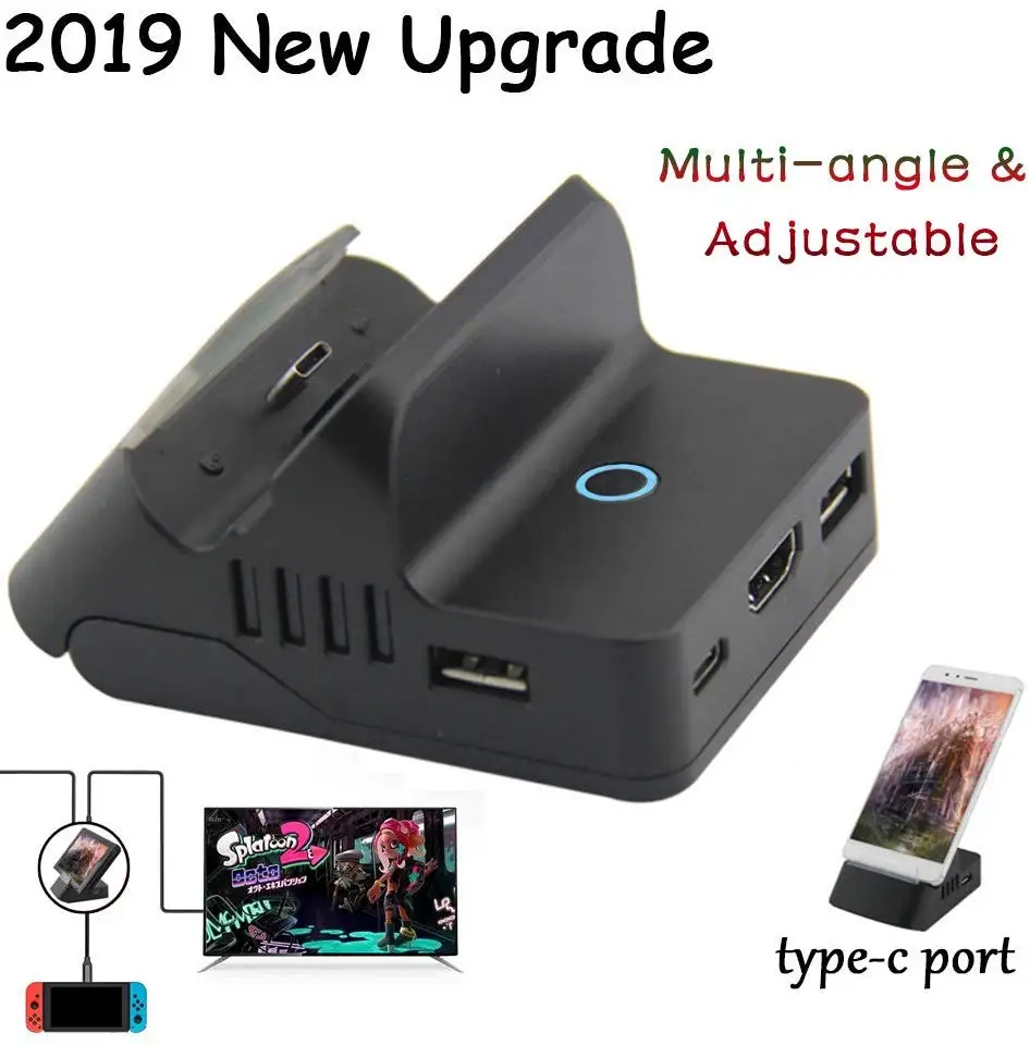 

Portable Adjustable Switch Charging Stand, Compact Switch to HDMI Adapter, Mini Multi-angle Switch Docking Station with USB 3.0