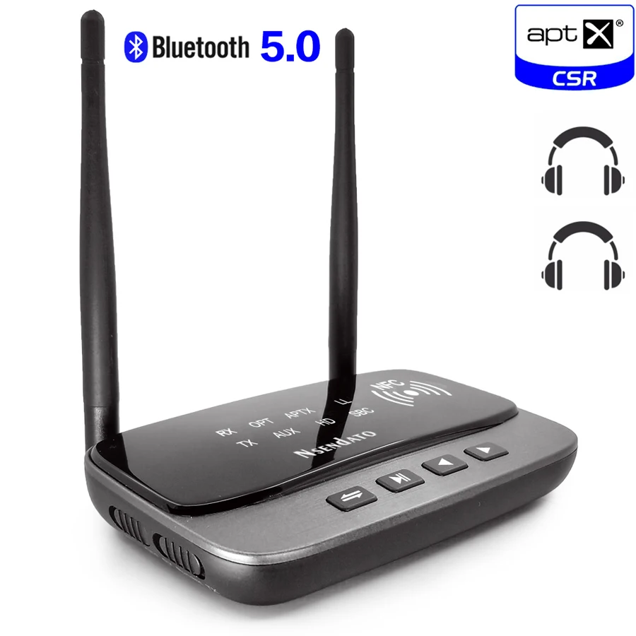  262ft/80 m NFC A Lungo Raggio Bluetooth 5.0 stereo audio di Musica Trasmettitore Ricevitore 3 in 1 