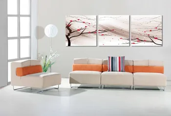 

3 Piece Wall Decor Paintings Tree Living Room Wall Floral Artwork Modern Style Ink and wash painting Wall Painting Unframed