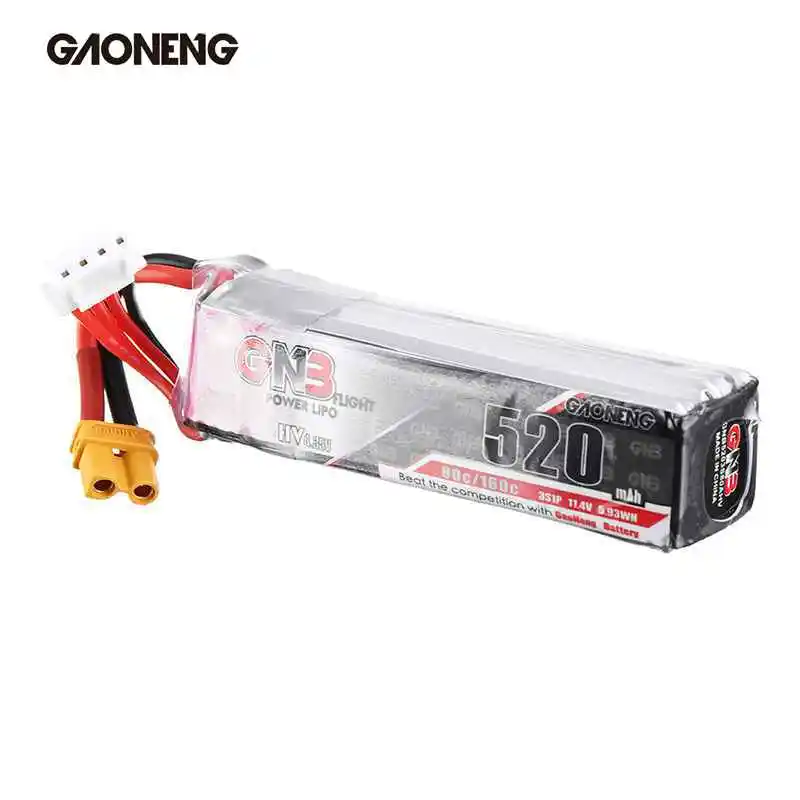 

Gaoneng 11.4V Lipo Battery 520mAh 80C 3S HV 4.34V RC Battery XT30 Plug for RC Racing FPV Drone RC Multicopter Accessories