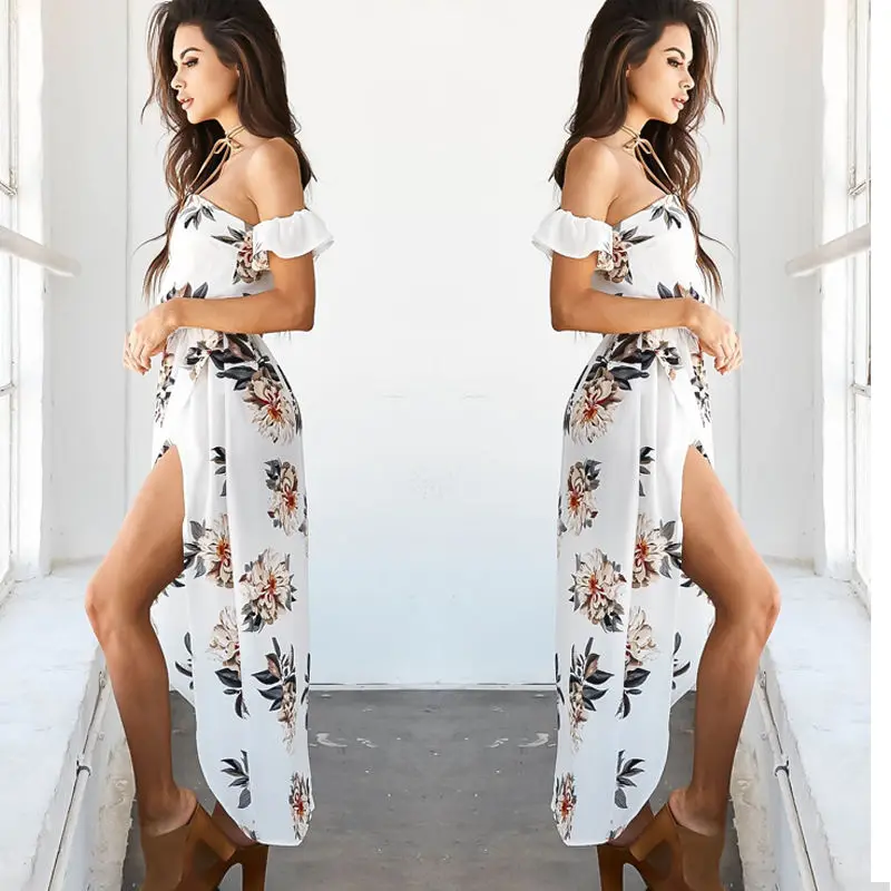 Floral Print Long Sleeve Boho Dress Ladies Floral Print Casual Long Fashion Dresses Women Summer Clothing 