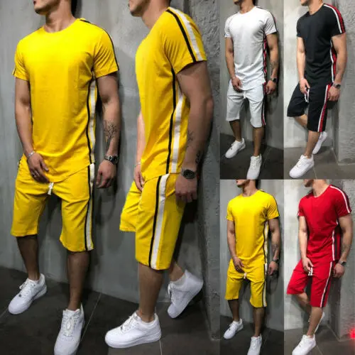 

New Summer Tracksuit Jogging Top Bottom Sport Shirt Suit Trousers Pants Set