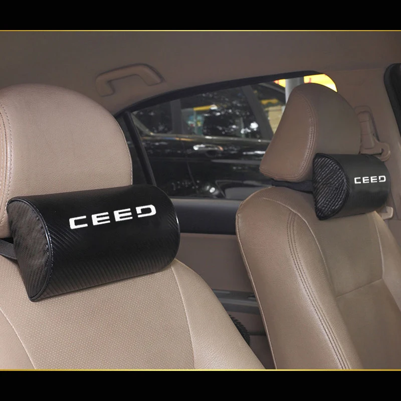 Для Kia Ceed текстура углеродного волокна искусственная кожа автомобильное сиденье подголовник Подушка подголовник подушка для шеи