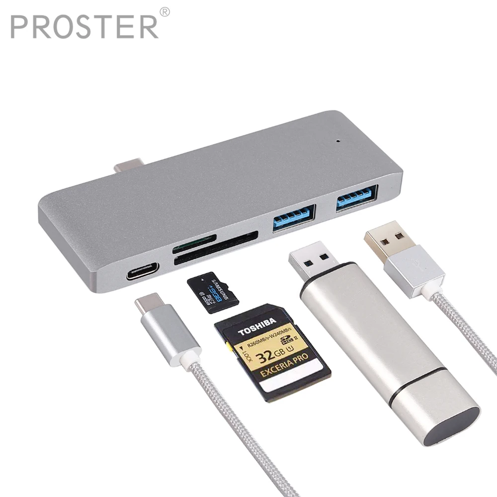 

PROSTER 5 in 1 Type-C Hub USB C 3.0 Multi Charging Adapter Card Reader Type C Power Delivery Splitter Converter Cable Wire