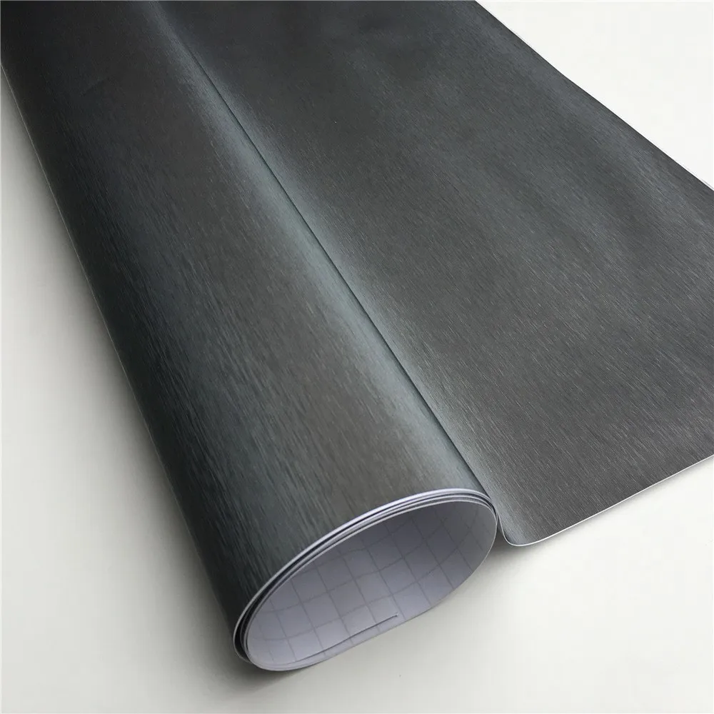  Grey Metallic Brushed Steel Vinyl Wrap Car Film Wrapping Foil Bubble Free Furniture Console Compute