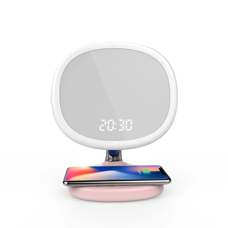 

Multifunction Make Up Lamp Led Qi Pad Charging Wireless Cell Phone Charger Holder Table Stand Foldable Light For Iphone X8