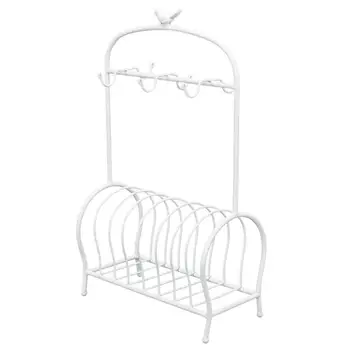 

Storage Rack Desktop Tray Bird Cage Shape Storage Rack Metal White Kitchen Shelf Household Storage Collection Utensils Durable