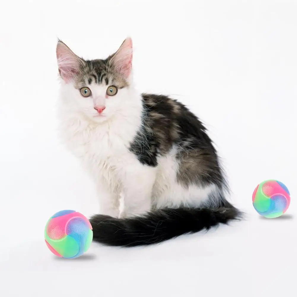 2 Piece Bite Resistant Glowing Elastic Ball Durable Flashing Molar Interactive Ball Pet Rubber Chew Toy For Cats Dogs Wholesale