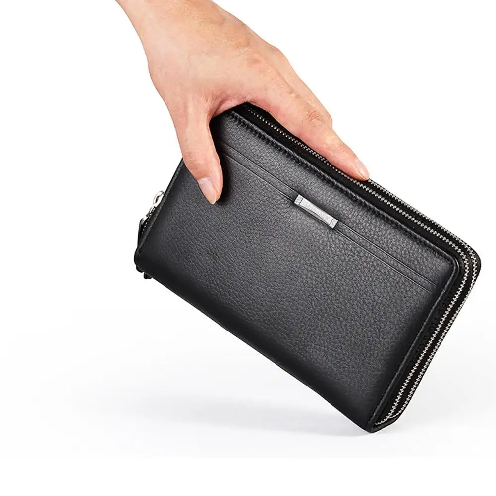 

banabanma Men Fashion Business Leather Zipper Long Wallet