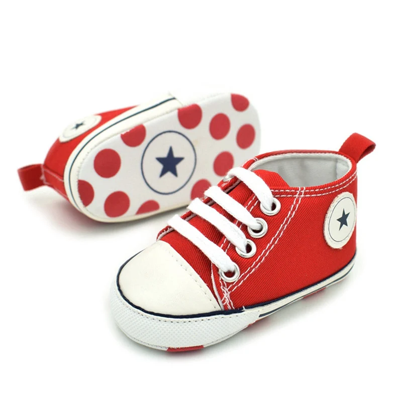 

Boys Girls Baby Casual Shoes Infant Toddler Newborn Unisex Solid Color Lace Up Cross-tied Soft Sole Sporty Canvas Shoes