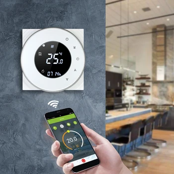 

Smart Temperature Control System Gas Boiler Heating Thermostat Dry Contact Touchscreen LCD Backlight Voice Control Function