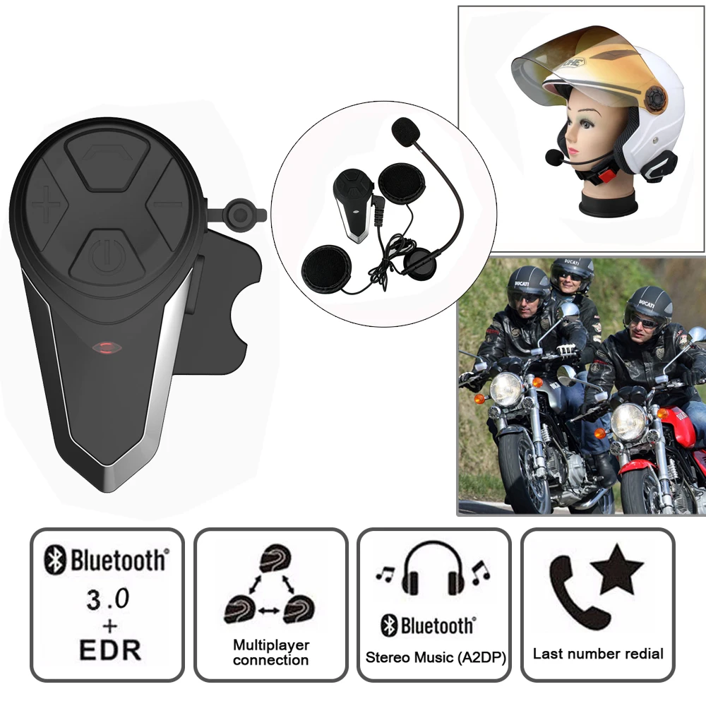 

2 PCS BT-S3 motorcycle helmet intercom 1000M wireless helmet bluetooth headset waterproof BT interphone intercomunicador moto FM