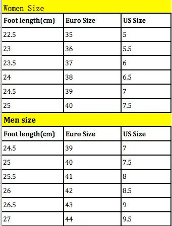 SIZE CHART OF SHOES