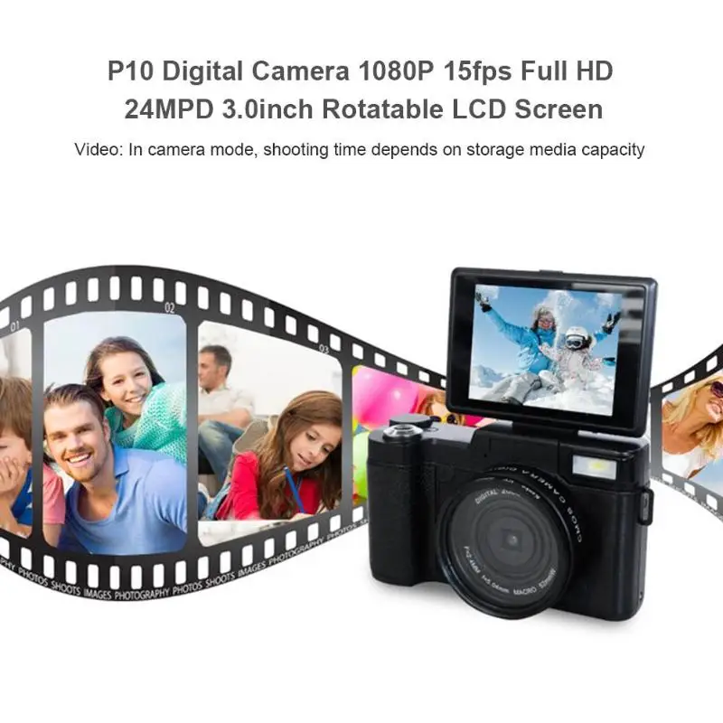 

P10 Digital Camera 1080P 15fps Full HD 24MP 3.0inch Rotatable LCD Screen CamVideo Camcorder Wide Angle Lens Cameras SD card New