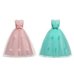 Бальное платье для девочек, кружевное платье с цветочным узором для девочек, красивое детское платье для свадебной вечеринки