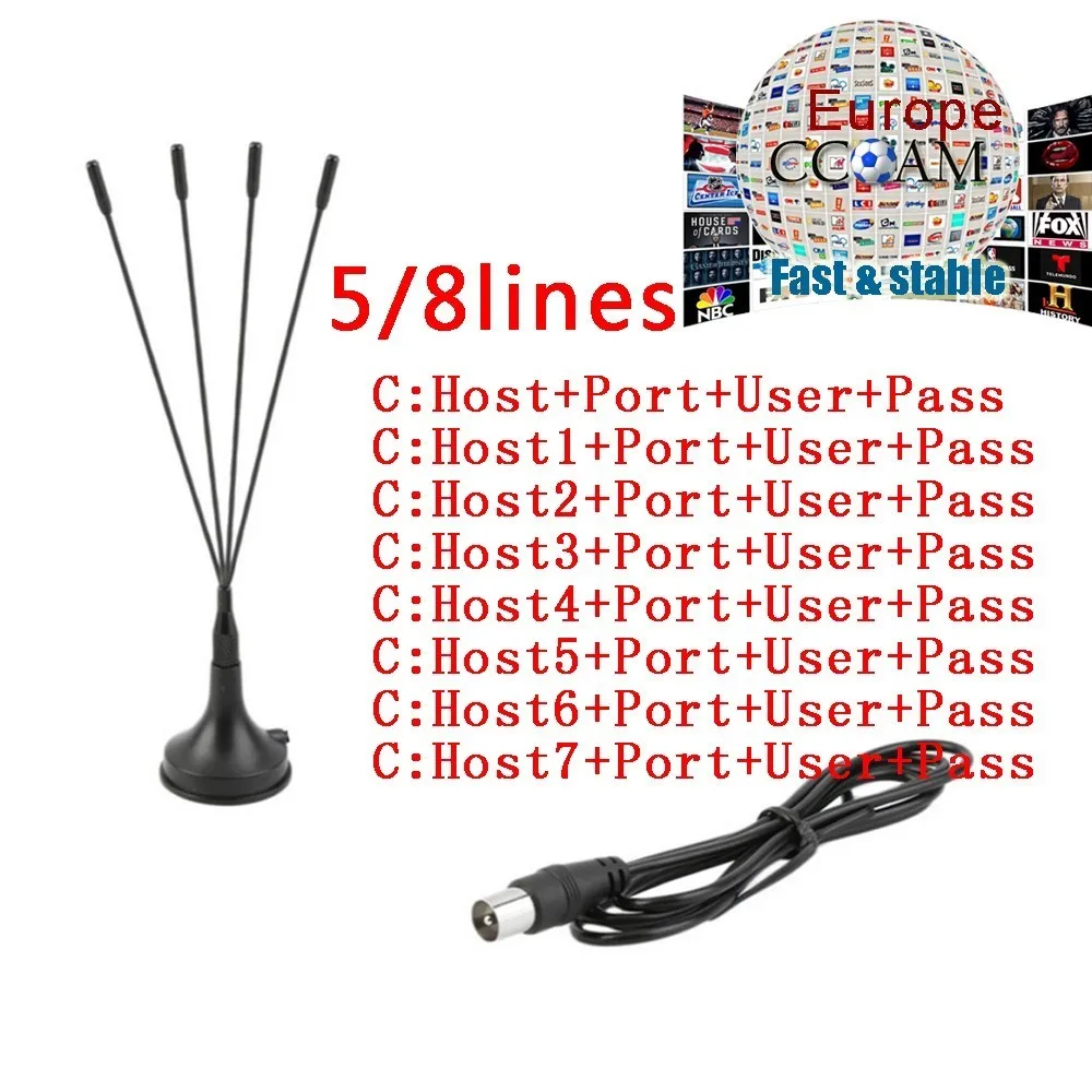 

Europe HD Cable 1 Year Cccams For Satellite Tv Receiver 5 8 Clines Wifi Full Hd Dvb-s2 Support Spain Cline Ccam Server