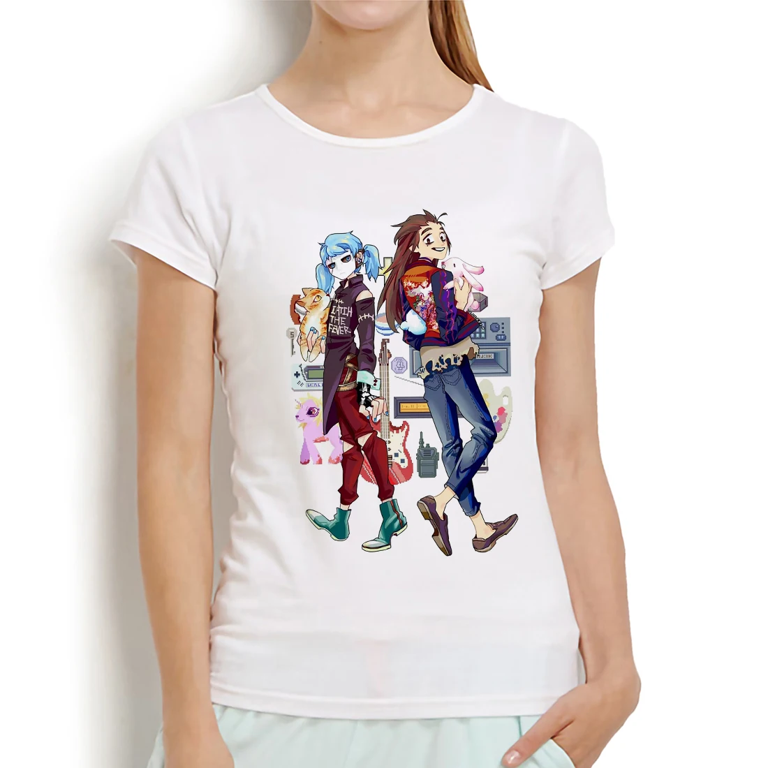 

Sally face funny anime t shirt women 2019 summer new white casual short sleeve femme tshirt