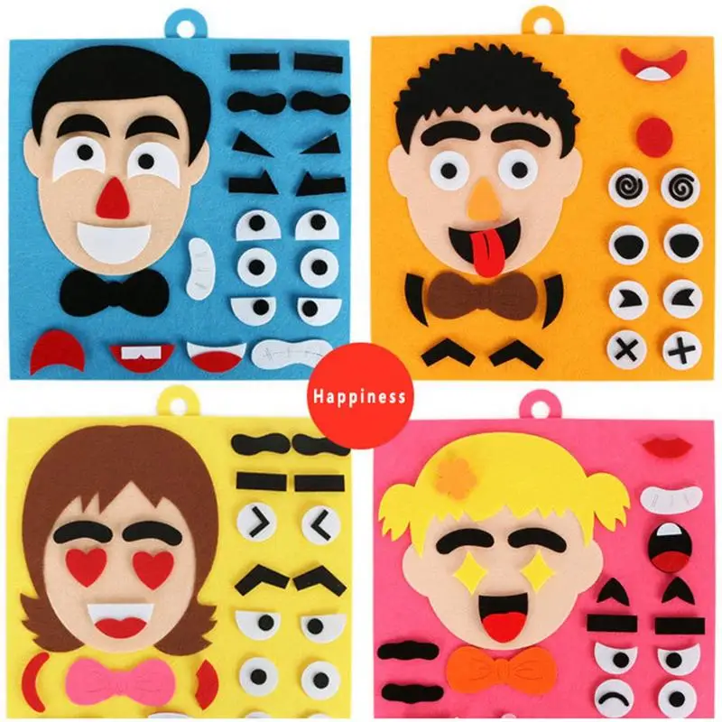 Cute Felt Cloth Facial Expression Puzzle 3D Five Sense Organs Toy Kids Recognition Training Toys DIY Educational Toy