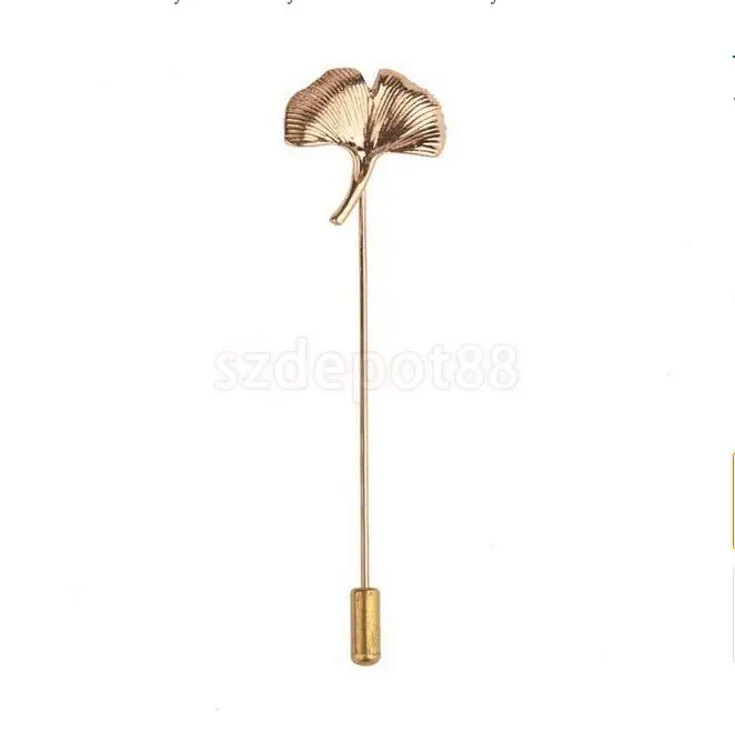 

Vintage Gingko Leaf Lapel Stick Pin Suit Tie Hat Scarf Brooch Pin Gold